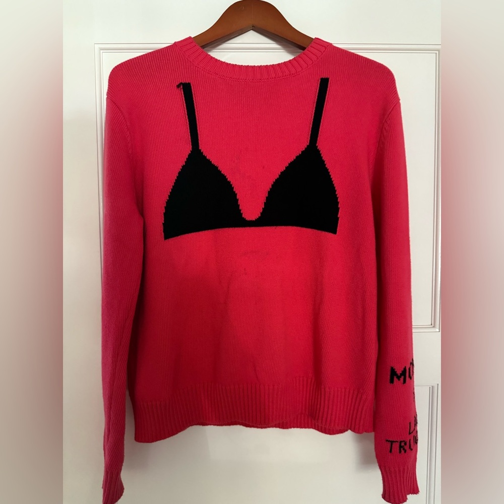 MONSE Pink and Black Bikini Top Graphic Sweater